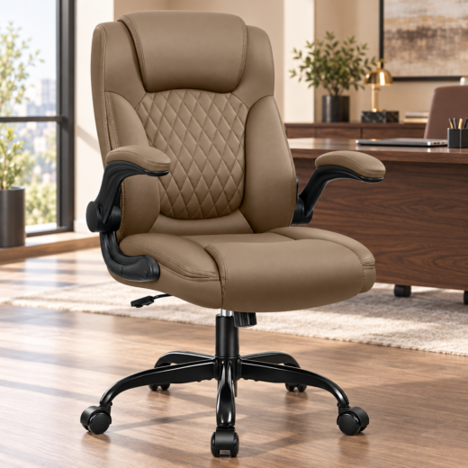FAUTEUIL DE BUREAU A BASCULE SIMILICUIR MARRON MP245