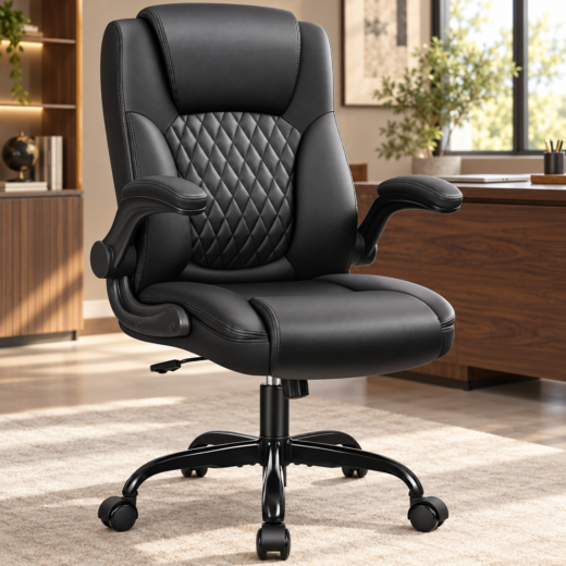 FAUTEUIL DE BUREAU A BASCULE SIMILICUIR NOIR MP245