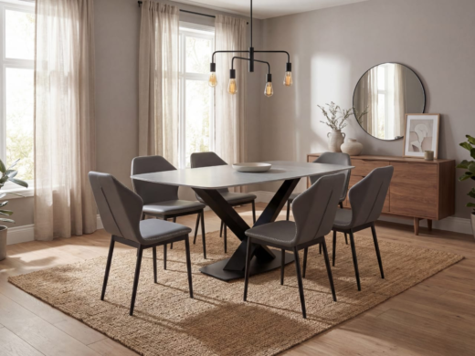 TABLE A MANGER 6PLACES 160X90CM GRIS B