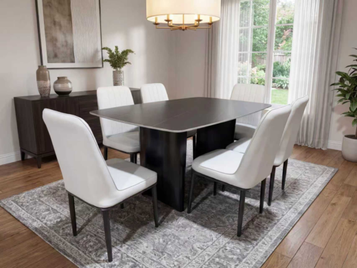 TABLE A MANGER 6PLACES 160X90CM NOIR GRIS A