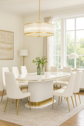 TABLE A MANGER 6PLACES 160X90CM BLANC C606 (1+6)