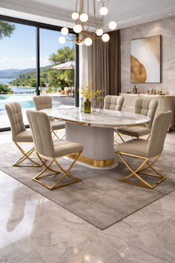 TABLE A MANGER 6PLACES 160X90CM GRIS C606(1+6)