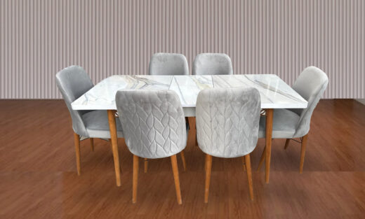 TABLE A MANGER 6PLACES EXTENSIBLE 80X130/80X170 BOIS BLANC GRIS B30