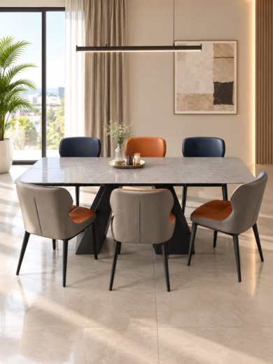 TABLE A MANGER EXTENSIBLE 6PLACES GRIS TA061
