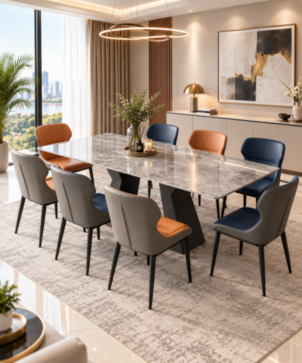TABLE A MANGER EXTENSIBLE 8PLACES 160X200 GRIS TA062