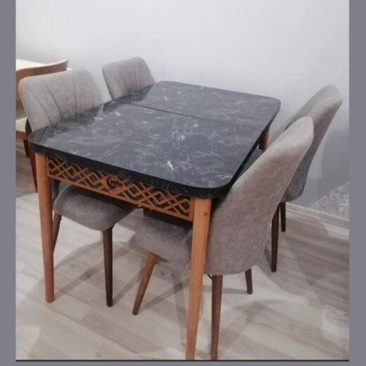 TABLE A MANGER EXTENSIBLE 6CHAISES 80X170/80X130 NOIR (SIYAH MERMER)