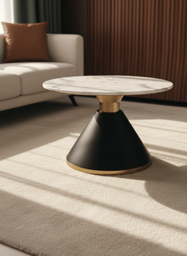 TABLE BASSE RONDE NOIR TB042