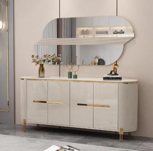 TABLE CONSOLE 180X40CM + MIRROIR 130X70CM GRIS G6318 + M6318