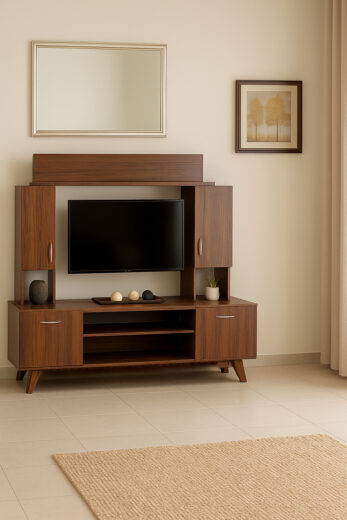TABLE TELEVISEUR UNITE MFC40+MFC42 1.80X30X30 CM MARRON TVNM010